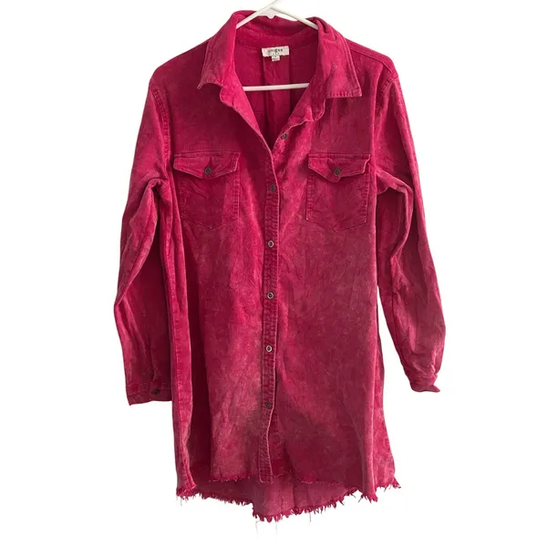 Umgee USA pink corduroy long sleeve dress feminine - Image 2