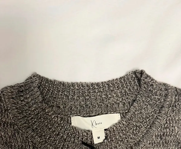 Heather gray marled fringe hem knit dress from the boutique brand Klesis - Image 6