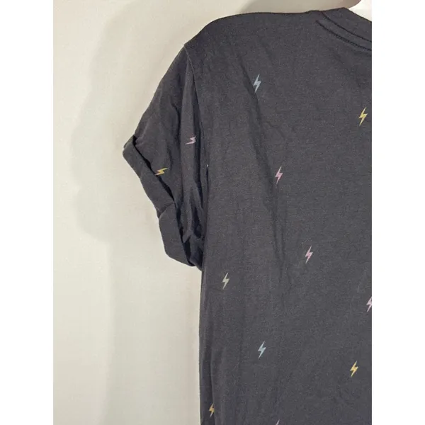 Lucky Brand Black Lightning Bolt Print‎ Short Sleeve Tee Shirt Women's Sm - Image 4