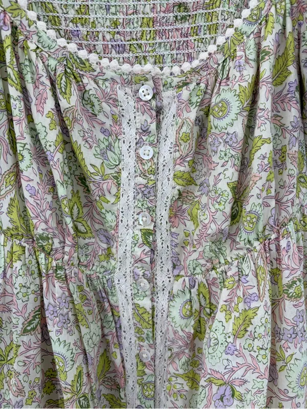 LOVE THE LABEL anthropologie Josepha floral boho white dress smocked size xs - Image 6
