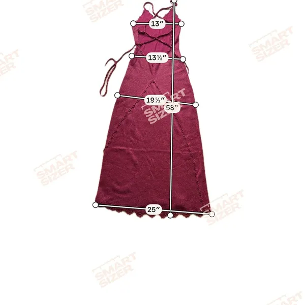 Burgundy Metallic Knit Maxi Dress Crochet Lace Trim Lace Up Back Wine Red Gown - Image 4