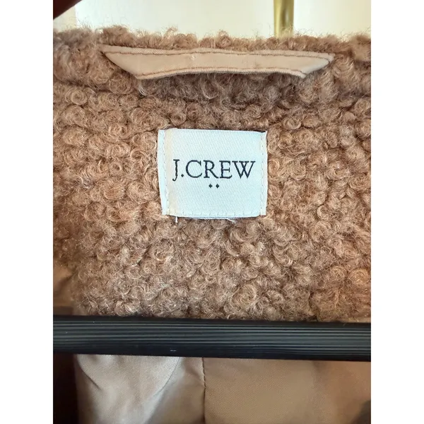 J. Crew Sherpa Lady Barn Jacket Women's Brown Collarless Long Sleeve Boho - Image 5
