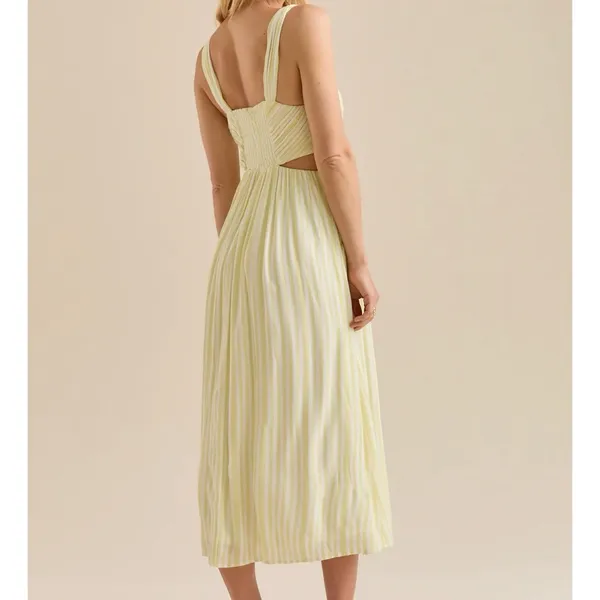 Altar’d State Butter Yellow Striped Maxi Dress Size Small Available NWT - Image 4