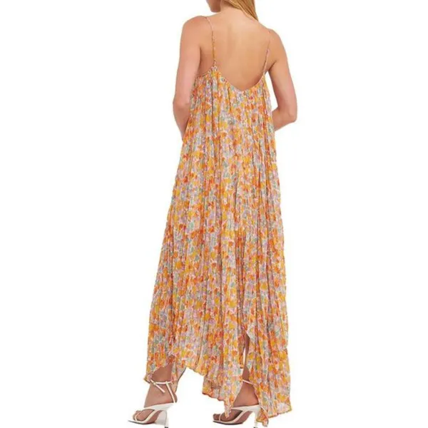 ENDLESS ROSE Pleated Waterfall Multi Maxi Dress Size XS - Image 8