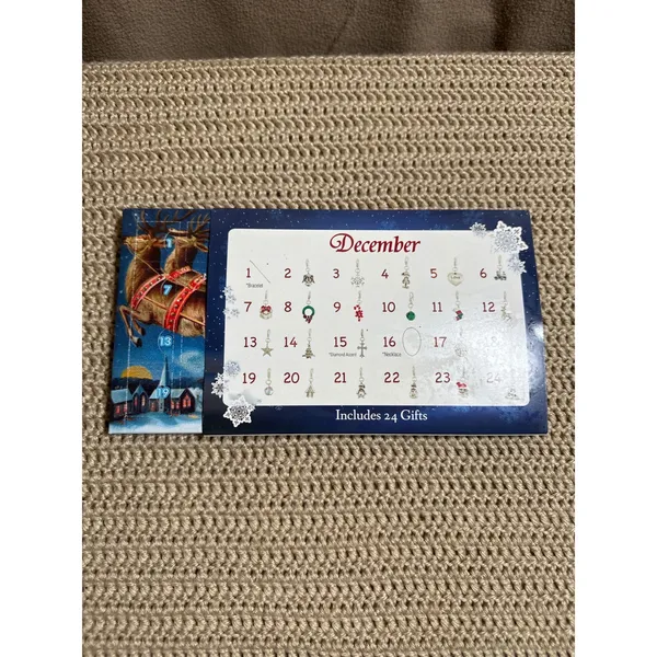 Silver Plated Christmas Advent Charm Collection 24 Gifts Bracelet Necklace - Image 3