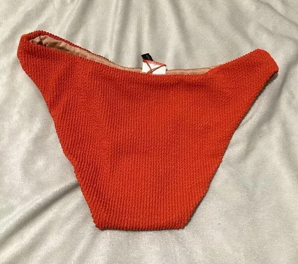 J. Crew Red Textured Ribbed Bikini Swim Bottom S - Image 2