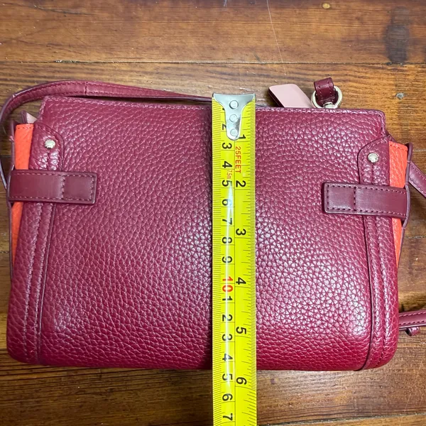 Coach Pebbled Leather Convertible Crossbody - Burgundy with Gold Hardware - Image 7