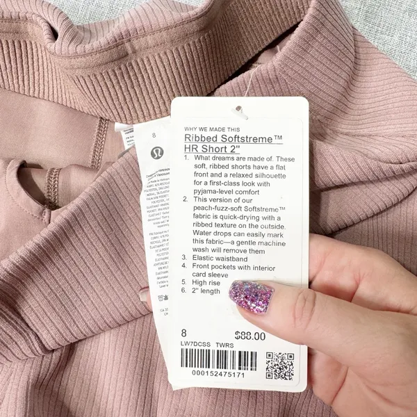 Lululemon Ribbed Softstreme High Rise Short Twilight Rose 8 NWT - Image 9