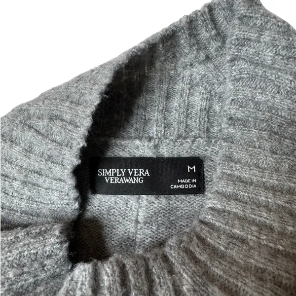 Simply Vera Vera Wang Gray Mockneck Sweater M Quiet Luxury Cashmere Blend - Image 8