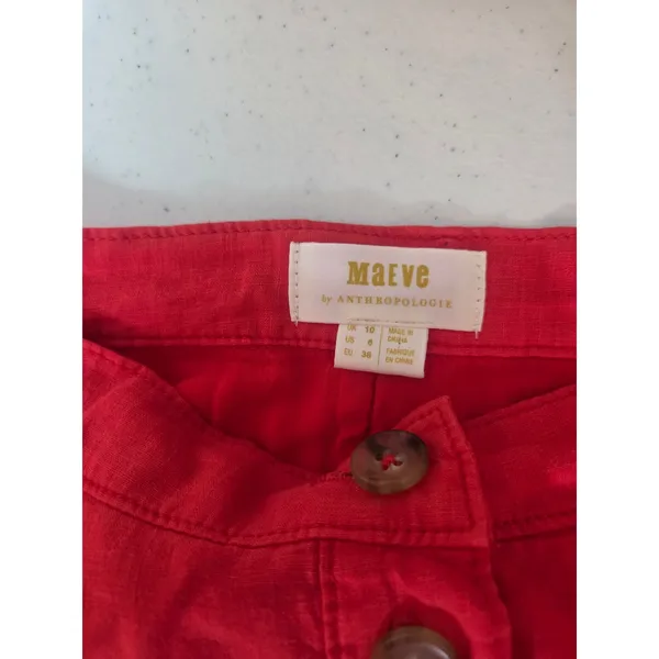 Maeve by Anthropologie Womens 6 Midi A Line Button Front Skirt Orange Red - Image 4