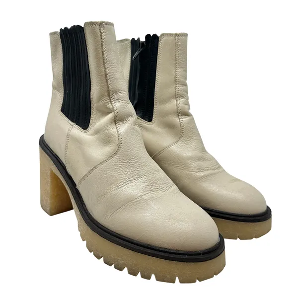 Free People James Chelsea Boots Ankle Leather Bone Cream White Size‎ 39 US 8.5 - Image 5