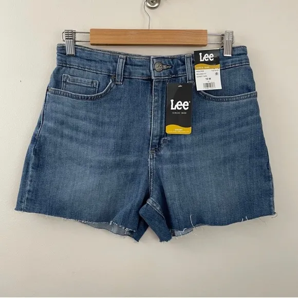 Lee High Rise Relaxed Fit Stretch Denim Jean cutoffs cut off shorts Blue 10 new - Image 4