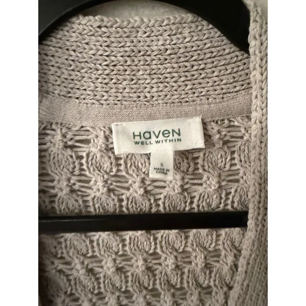 Haven Well Within Womens Gray‎ Open Knit Cardigan Sweater Cotton Blend Size S - Image 2