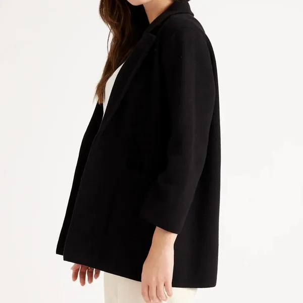 Quince 100% Organic Cotton Black Soft Relaxed Open Front Knit Blazer Medium - Image 6