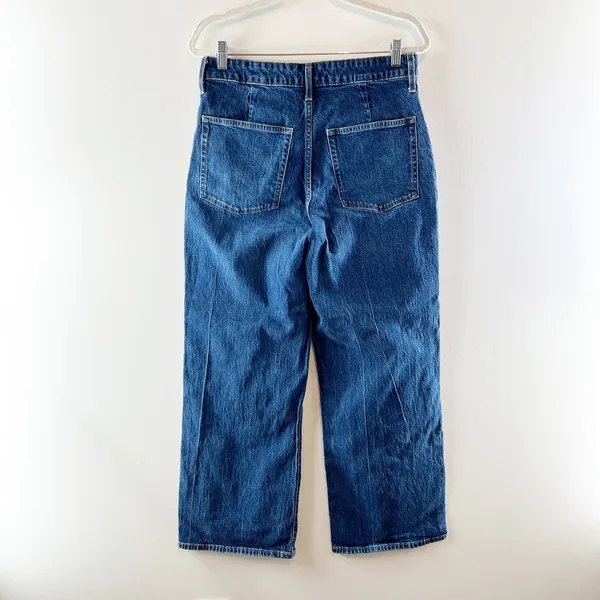 J. Crew Curvy Full Length Slim Wide Leg Jeans in All Day Stretch Blue 30 / 10 - Image 4