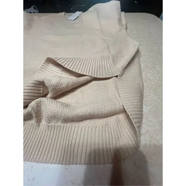 MEROKEETY Women's Long Sleeve Crew Neck sweater Knit Beige Sz M NWT - Image 9