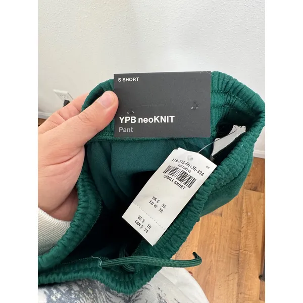 YPB neoKNIT Wide Leg Track Pants Green White Stripe‎ Small Short NWT - Image 5