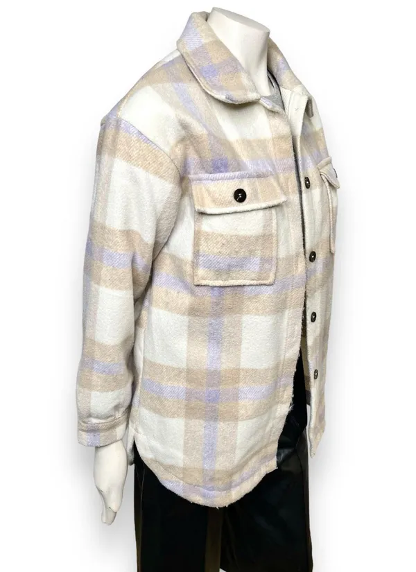 BTFBM Long Sleeve Button Down Plaid Flannel Shaket Size Medium Multiple - Image 6