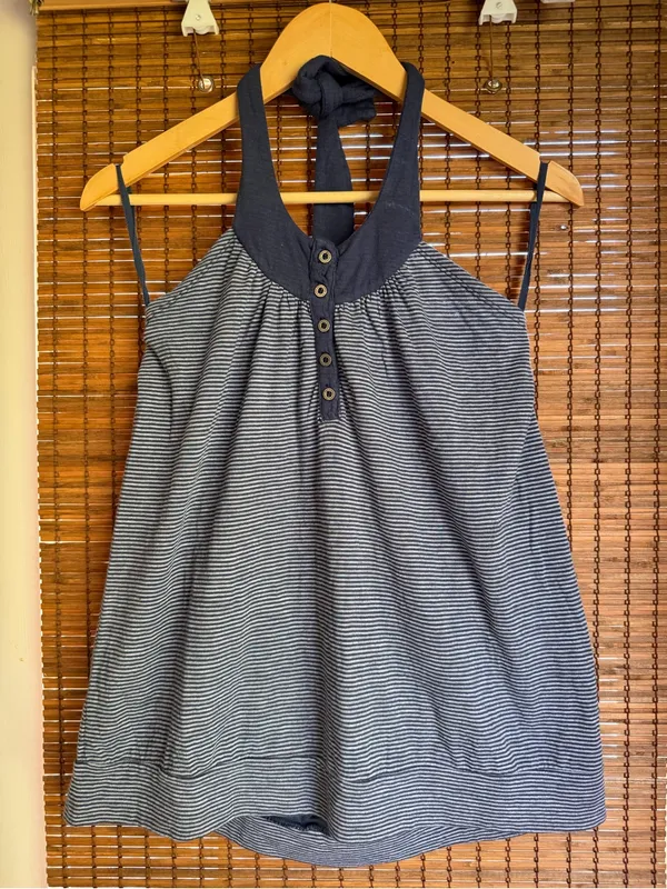 Vintage Hard Tail Forever Striped Halter Babydoll Tank Top Y2K Medium - Image 2