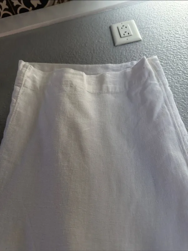 Abercrombie & Fitch White Linen Blend High Waist Wide Leg Pull-On Pants XXL - Image 4