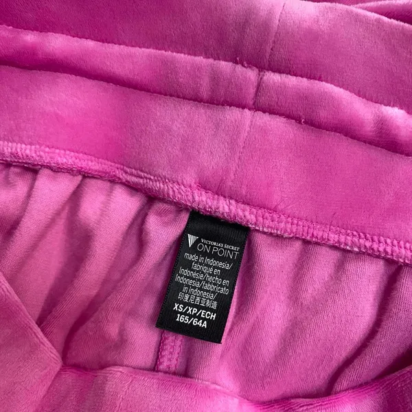 Victoria'S Secret Hot Pink Velour Velvet On Point Jogger Sweatpants Drawstrings - Image 3