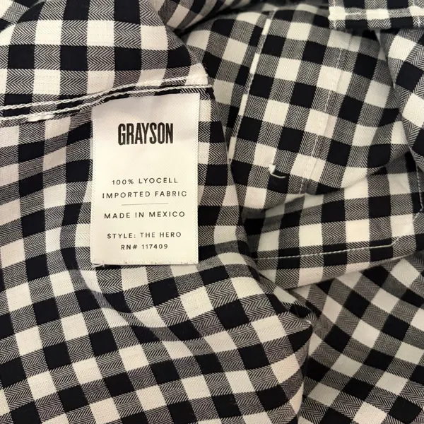 GRAYSON The Hero Black White Gingham Button Front Shirt Blouse Size 02 Small - Image 12