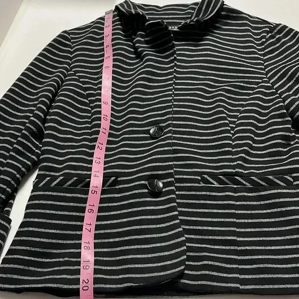 Sandro Studio blazer jacket black striped stretchy buttons petite medium‎ chic - Image 4