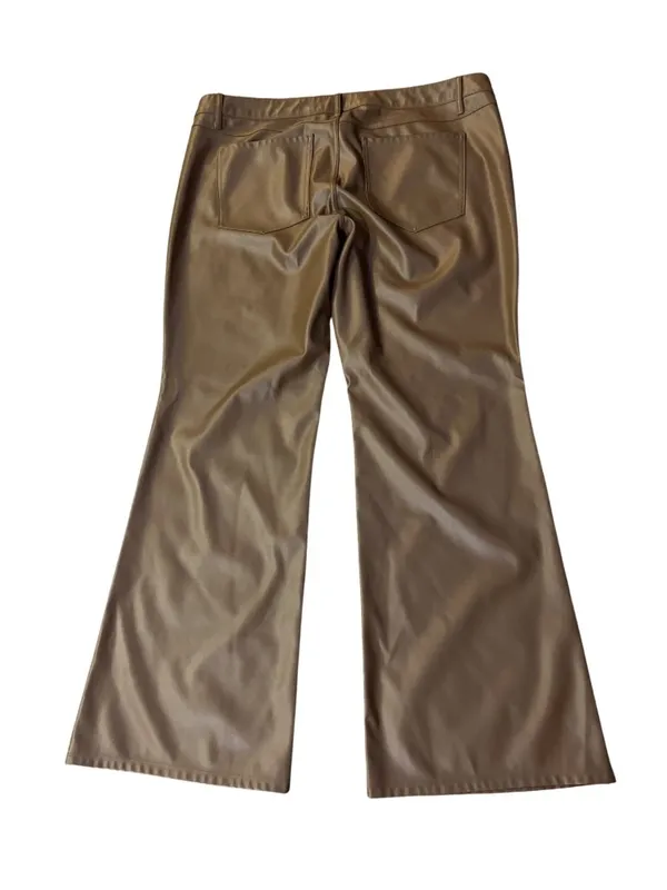 Wild Fable Faux Leather Flare Pants Womens 16 Brown Low Rise Leather Used - Image 4