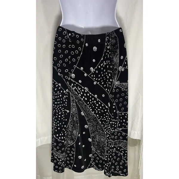 Stunning Geometric Abstract Print Midi Skirt - Black & White - Image 2