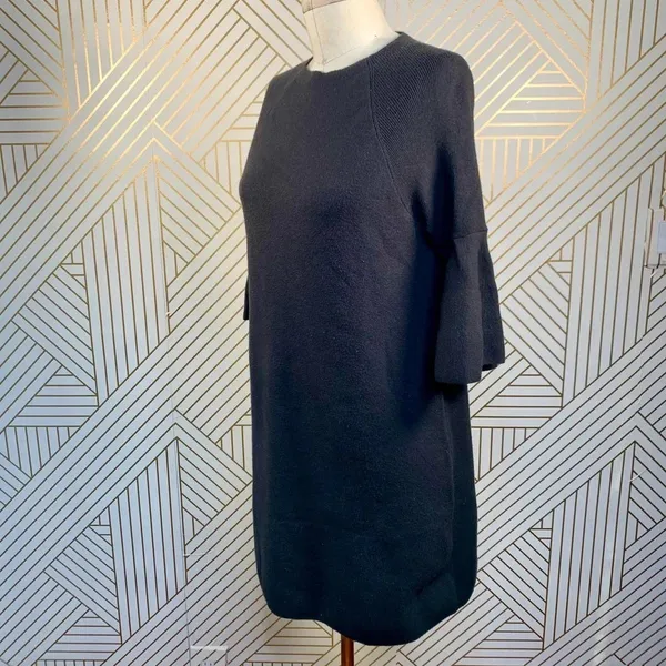 Anthropologie Moth Chester Sweater Tunic Dress Bell Sleeve Black Size‎ Small - Image 5