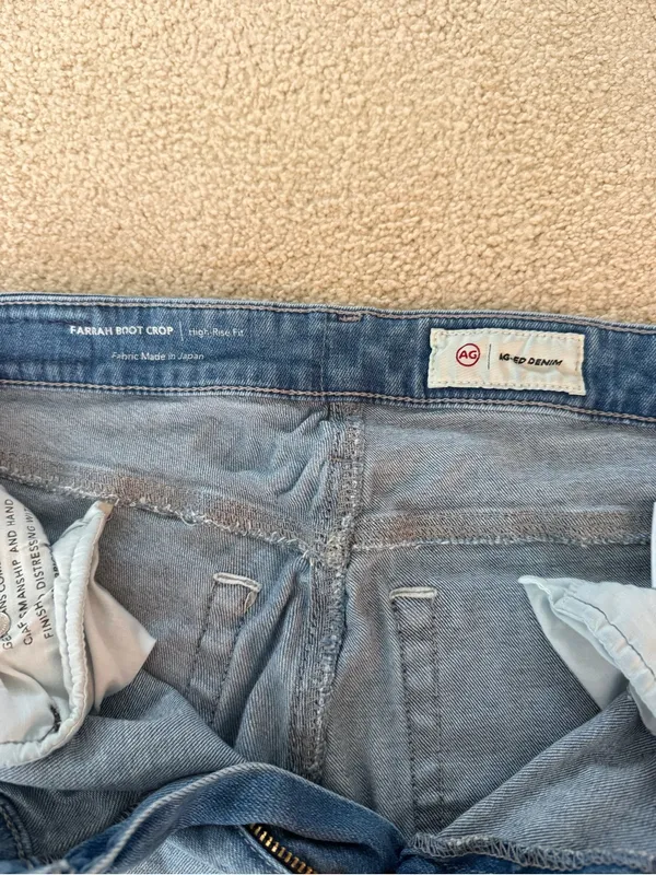 Ag Adriano Goldschmied Light Blue Farrah Boot Crop High-Rise Jeans - Image 4