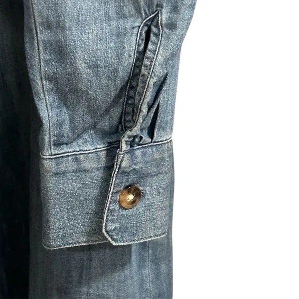 Ann Taylor LOFT Women's M Blue Denim Long Sleeve Tunic‎ Dress Short Side Pockets - Image 9