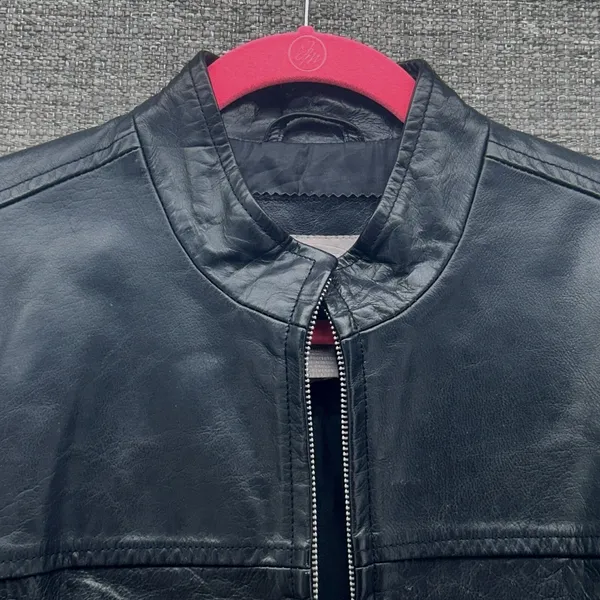 Old Navy Leather Moto Jacket‎ Black Large - Image 6
