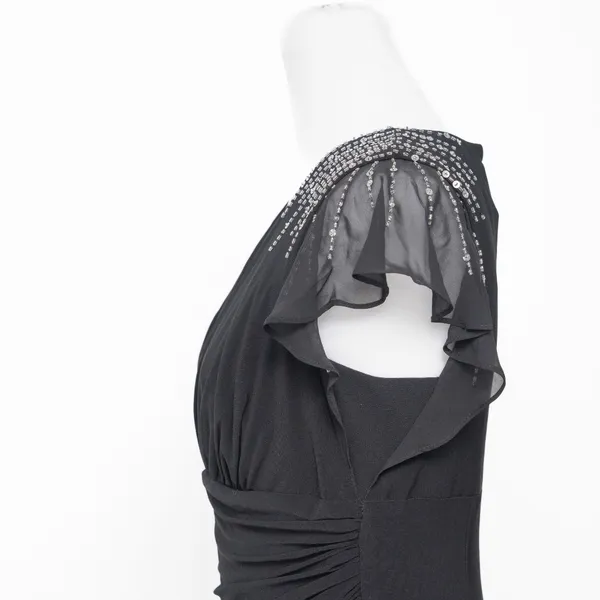 Adrianna Papell‎ Beaded Jersey Chiffon Flutter Sleeve Gown - Image 13