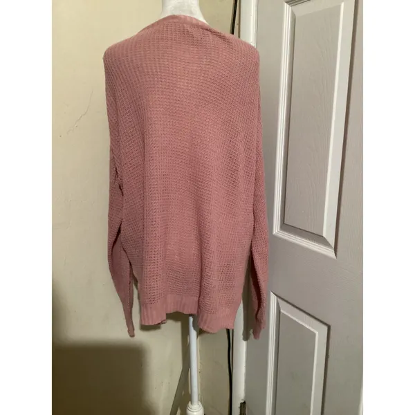 American Eagle Pink Waffle Knit Button Neck Pullover Sweater Size S - Image 4