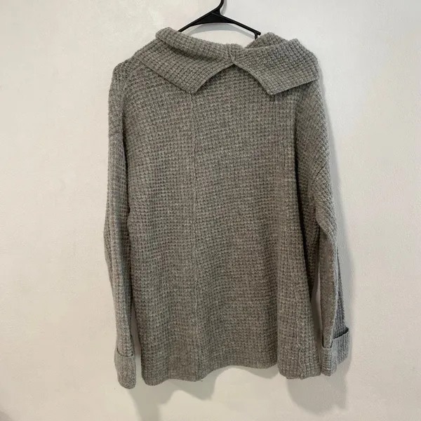 Free People Gray Waffle Knit Off Shoulder Sweater Size S Cozy Slouchy - Image 3
