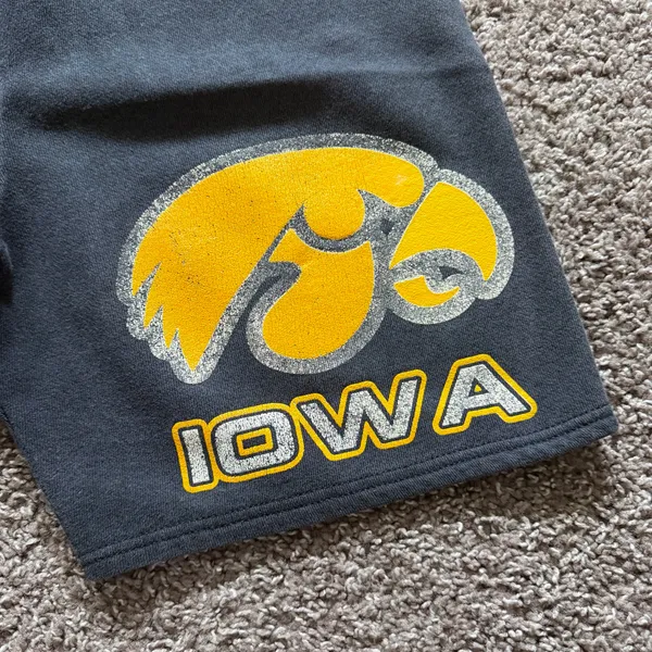 Vintage Iowa Hawkeyes Dodger USA Sweat Shorts Size L - Image 2