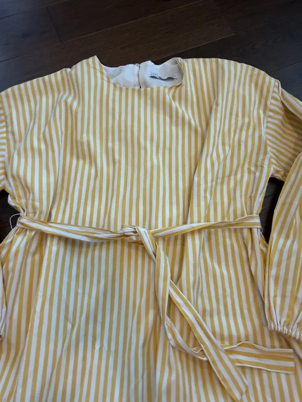 English Factory Belted Mini Dress in Yellow/White - Medium - C11-195 - Image 3