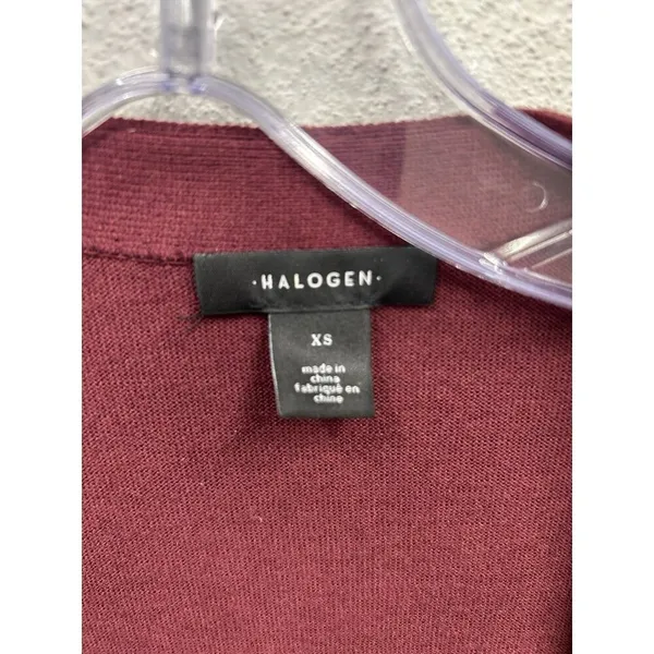 Halogen Cashmere Blend Long Cardigan Sweater size extra small XS Burgundy - Image 4