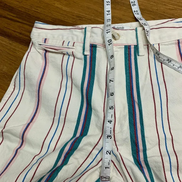 Madewell Wide Leg Crop Pants Womens‎ Size 27 Striped High Rise Raw Hem Casual - Image 10