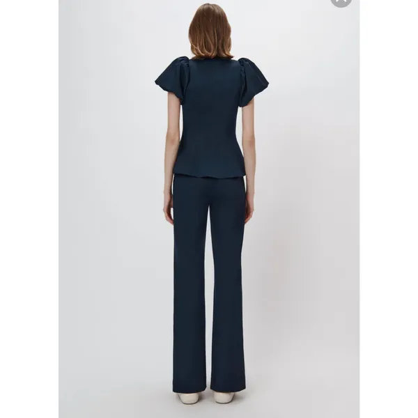 Jonathan Simkhai Midnight Black Front Slit Tailored Pants Small 6 Blue - Image 3