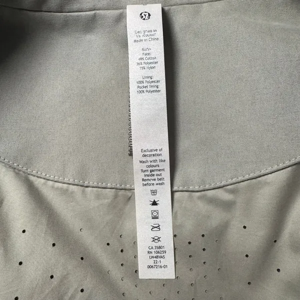 Lululemon Always There Trench Coat Size 6 Raw Linen Raincoat - Image 3