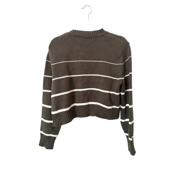 Z SUPPLY Milan‎ Striped Crewneck Sweater Green Large - Image 4