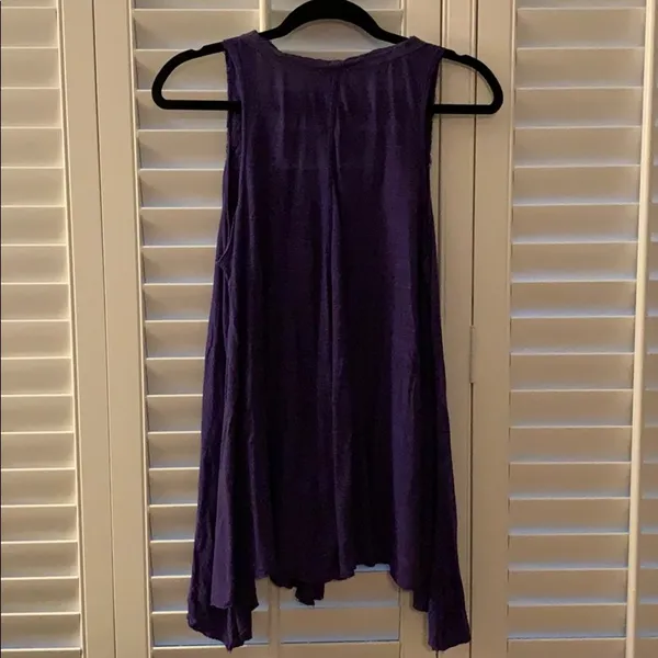 Free People Gold/Purple Embroidered Swing Top - Image 5