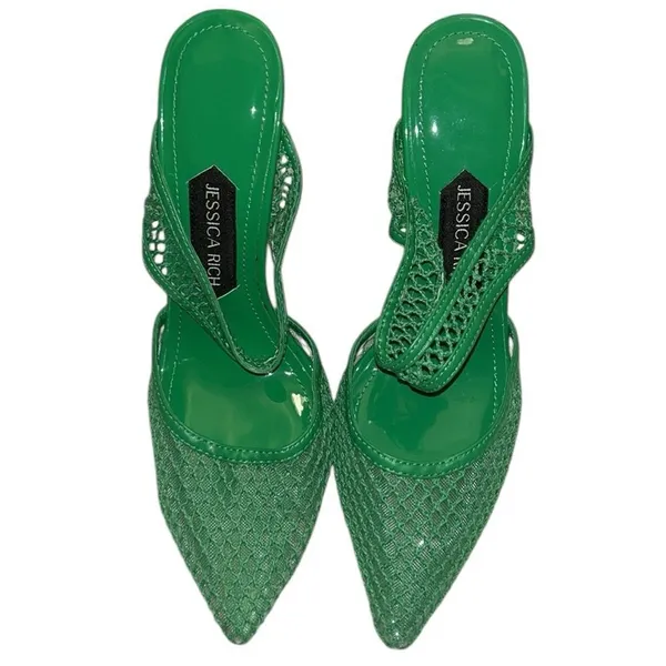 Jessica Rich Green Fish Net Slip-on Pump Shoes(Size 38) - Image 2