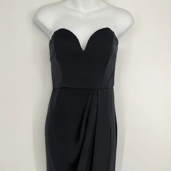 Shona Joy U Wire Bustier Draped Strapless Midi Dress Size 4 Gray Formal Wedding - Image 5