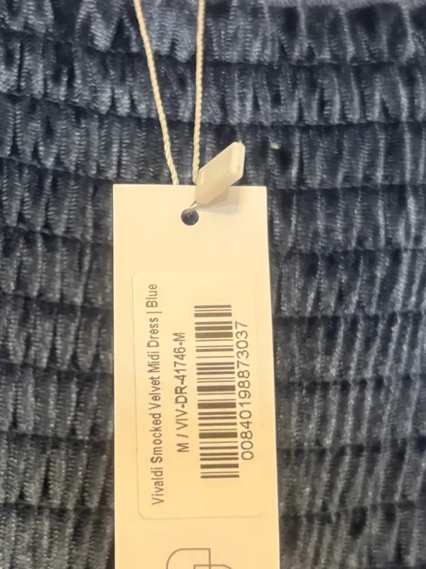 Baltic Born Blue Vivaldi Smocked Velvet Midi Dress Size Medium - Image 6