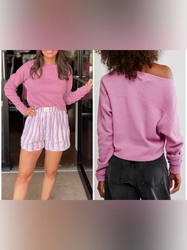 NWT Free People We The Free Jess Long Sleeve - orchid combo - medium - Image 2