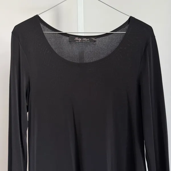 Betty Bop Lagenlook Quirky Lace Pocket Pleated Tunic Top‎ M Black - Image 2