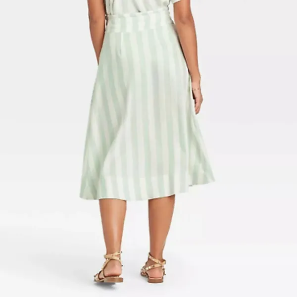 A new day mint striped boho skirt linen blend size xsmall - Image 4